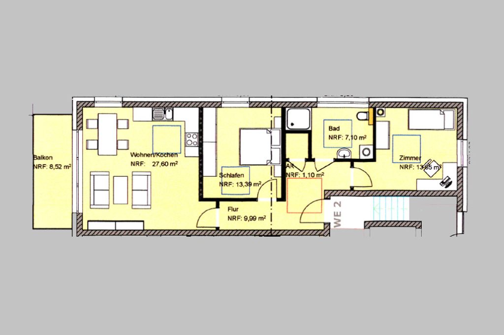 Grundriss 3-Zimmer-Wohnung
